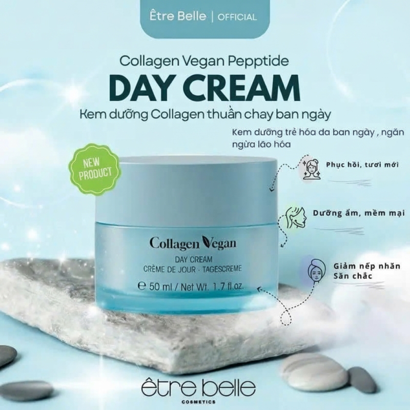 Etre Belle Collagen Vegan Peptide Day Cream: Cấp Ẩm Sâu, Nâng Cơ Săn Chắc Da Tức Thì