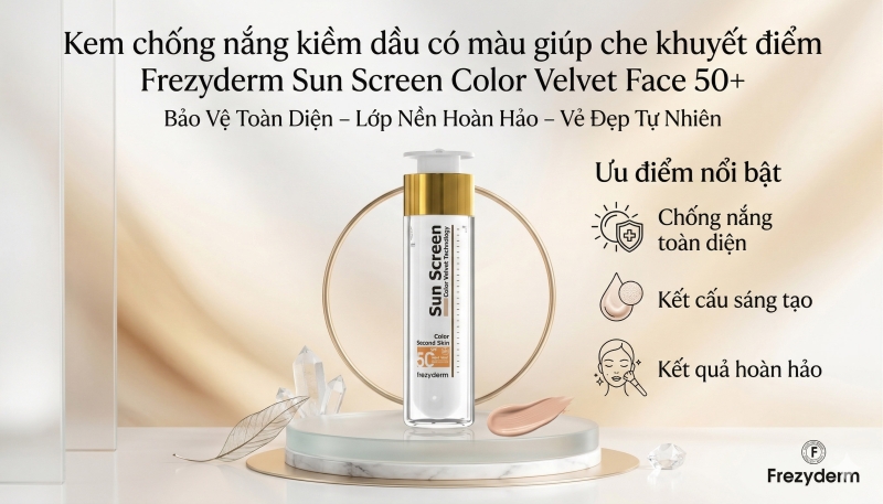 Kem Chống Nắng Frezyderm Kiềm Dầu Có Màu SPF 50+ Che Khuyết Điểm Hoàn Hảo