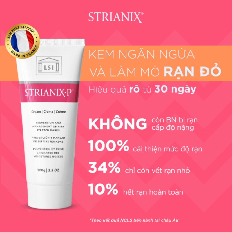 Kem hỗ trợ trị rạn da đỏ _ Strianix P