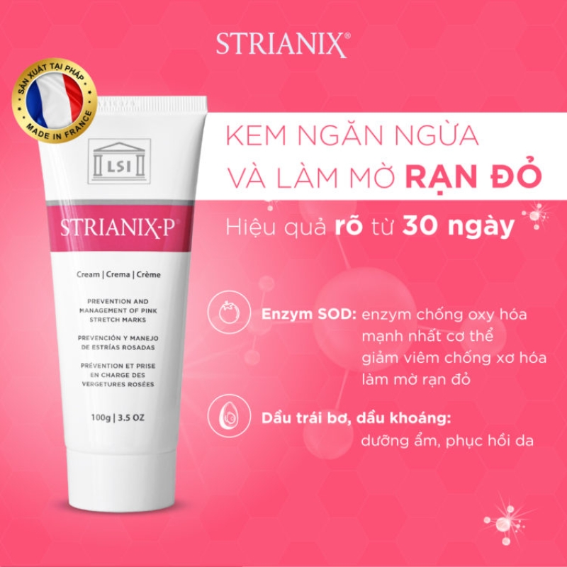 Kem hỗ trợ trị rạn da đỏ _ Strianix P