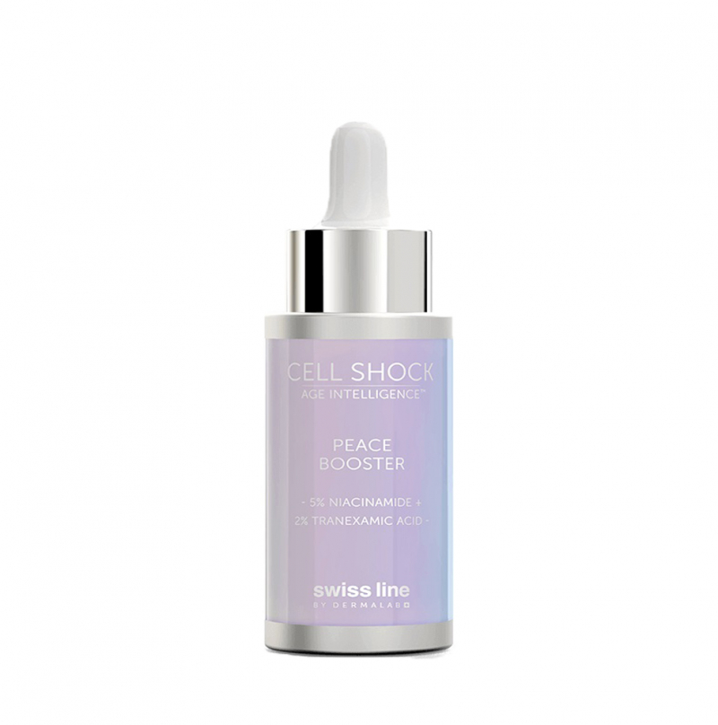 Booster chống kích ứng đỏ da và làm dịu da tức thời Swissline Cell Shock Age Intelligence Peace Booster 5% Niacinamide + 2% Tranexamic acid 