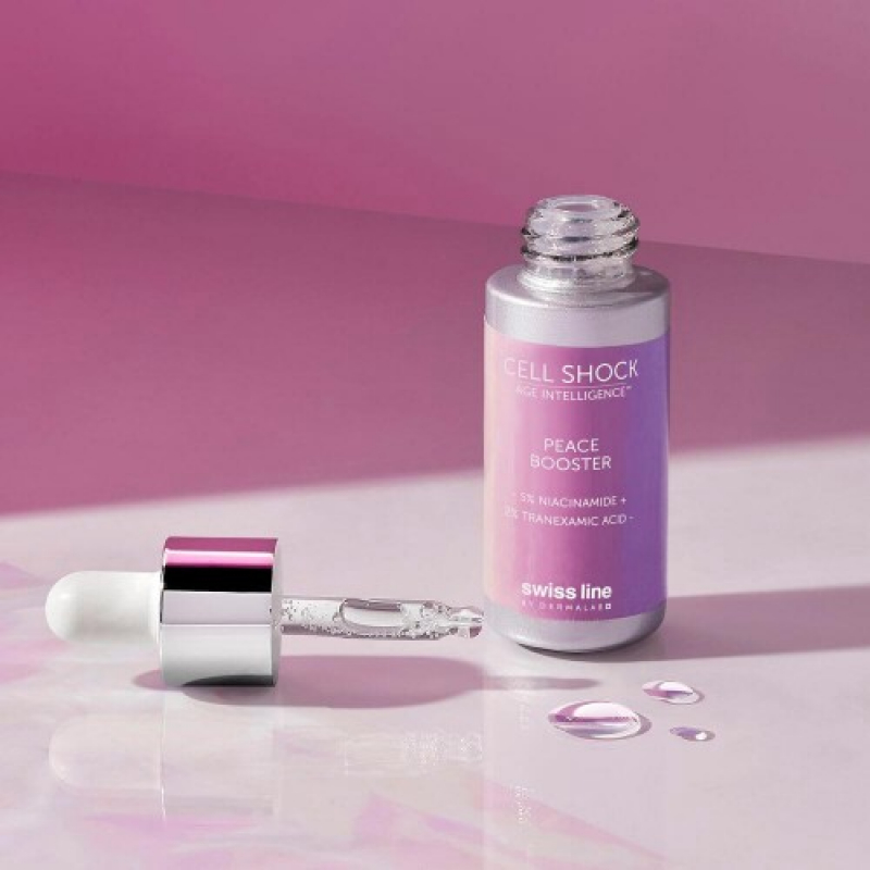Booster chống kích ứng đỏ da và làm dịu da tức thời Swissline Cell Shock Age Intelligence Peace Booster 5% Niacinamide + 2% Tranexamic acid