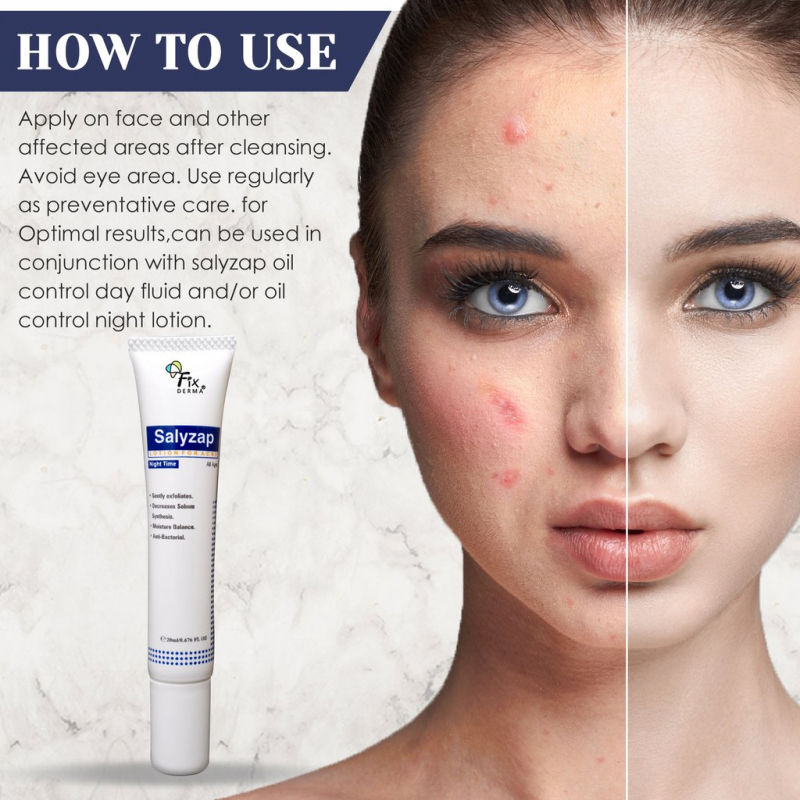 Lotion giảm và ngăn ngừa sự hình thành nhân mụn mới Fixderma Salyzap Lotion Night Time