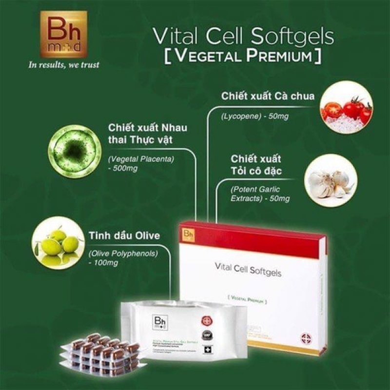 Bhm+d Vital Cell Softgels Vegetal Premium Extracts _ Viên uống tế bào gốc chiết xuất noãn thực vật giúp hồi sinh tuổi xuân và trẻ hóa tế bào toàn diện
