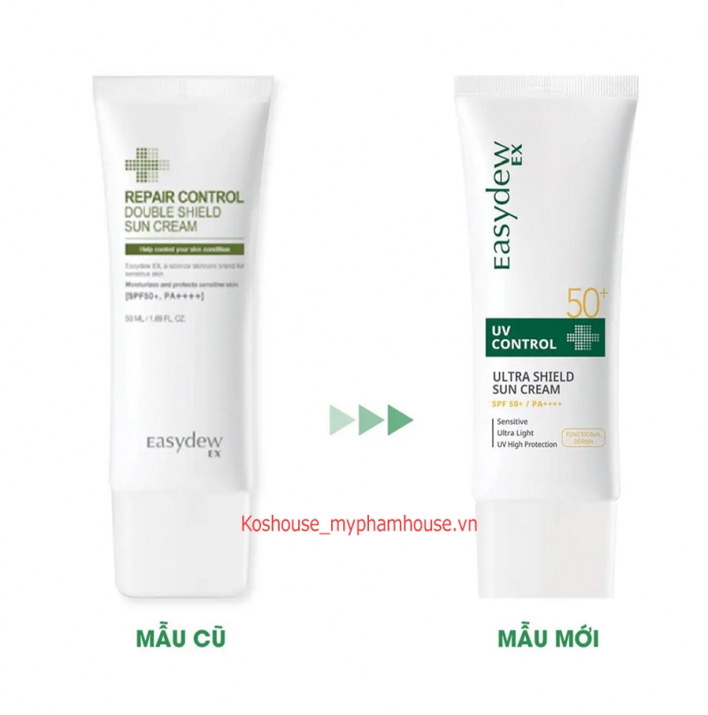 Easydew Ex UV Control Ultra Shield Sun Cream SPF50+_ Kem chống nắng bảo vệ và phục hồi dành cho da khô nhạy cảm sau lazer